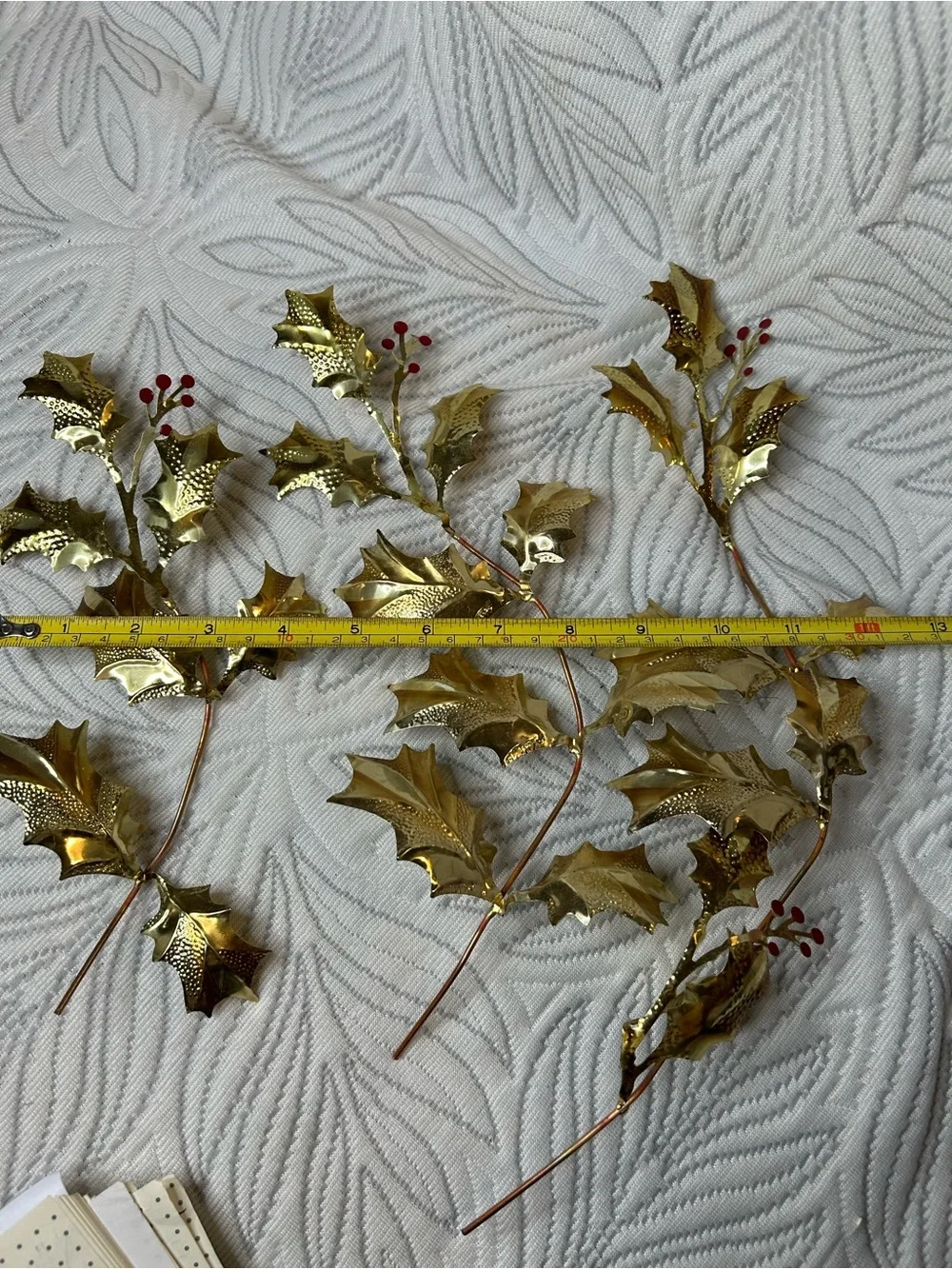Gold Holly Christmas Garland Spray - Home Interiors